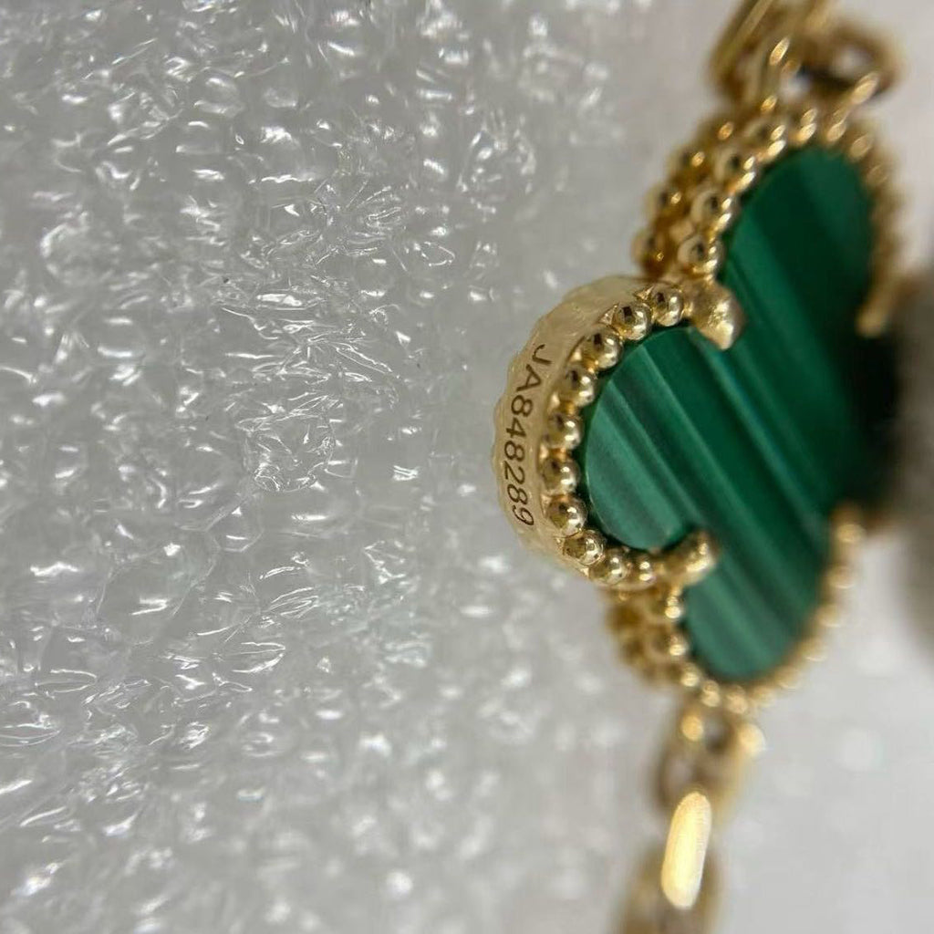 Van Cleef & Arpels Vintage Alhambra 5 Motif Bracelet Yellow Gold Malachite 2019