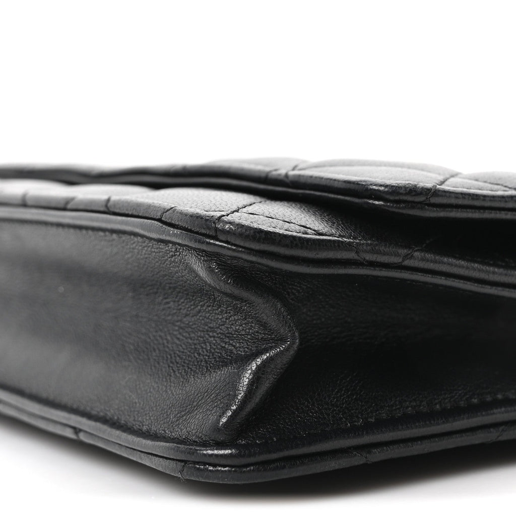 Lambskin Quilted Wallet On Chain WOC Black