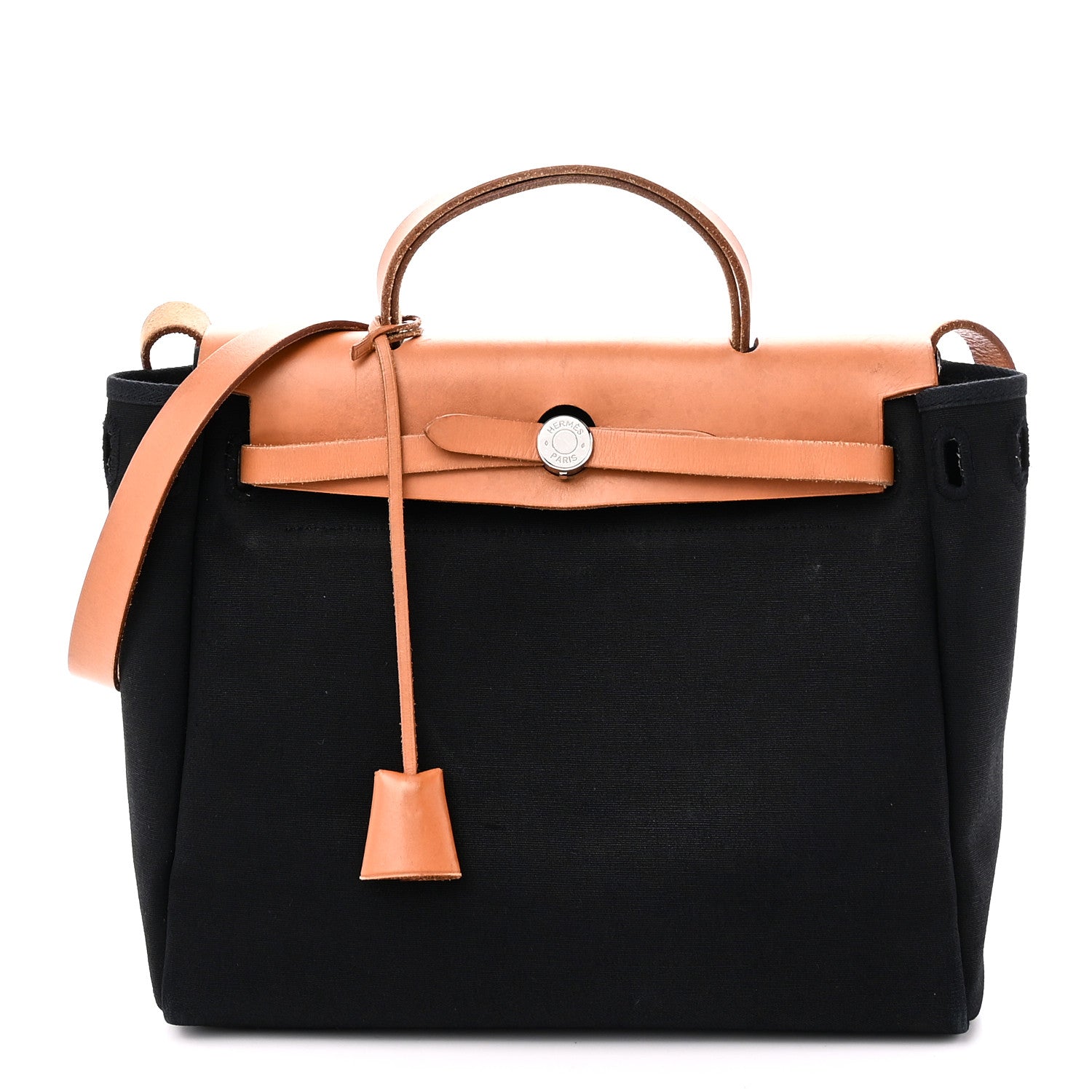 Toile Vache Calfskin Herbag 30 PM Black Natural