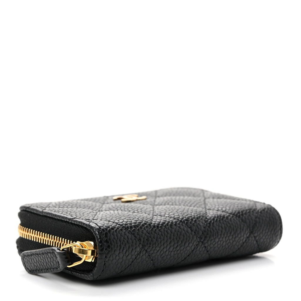 Caviar Quilted Zip Coin Purse Black