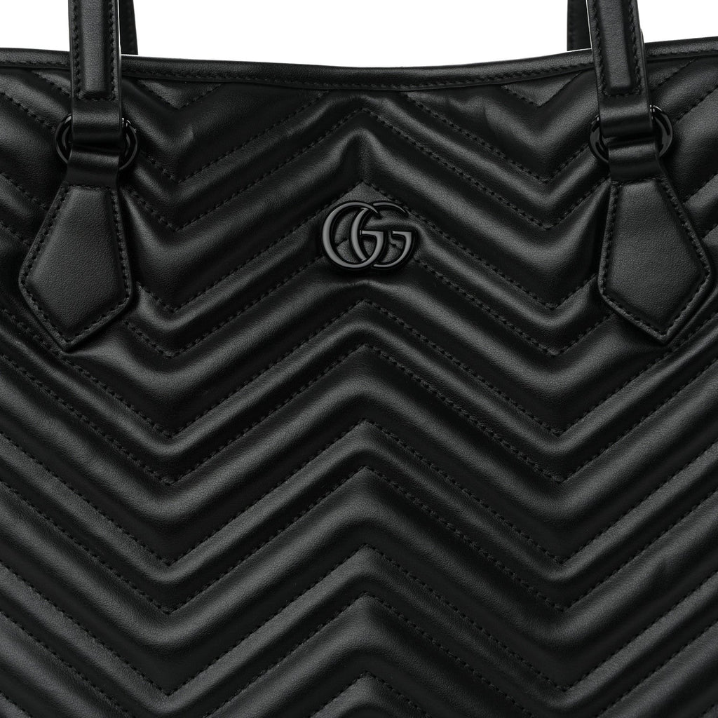 Calfskin Matelasse Monochrome Large GG Marmont Tote Bag Black