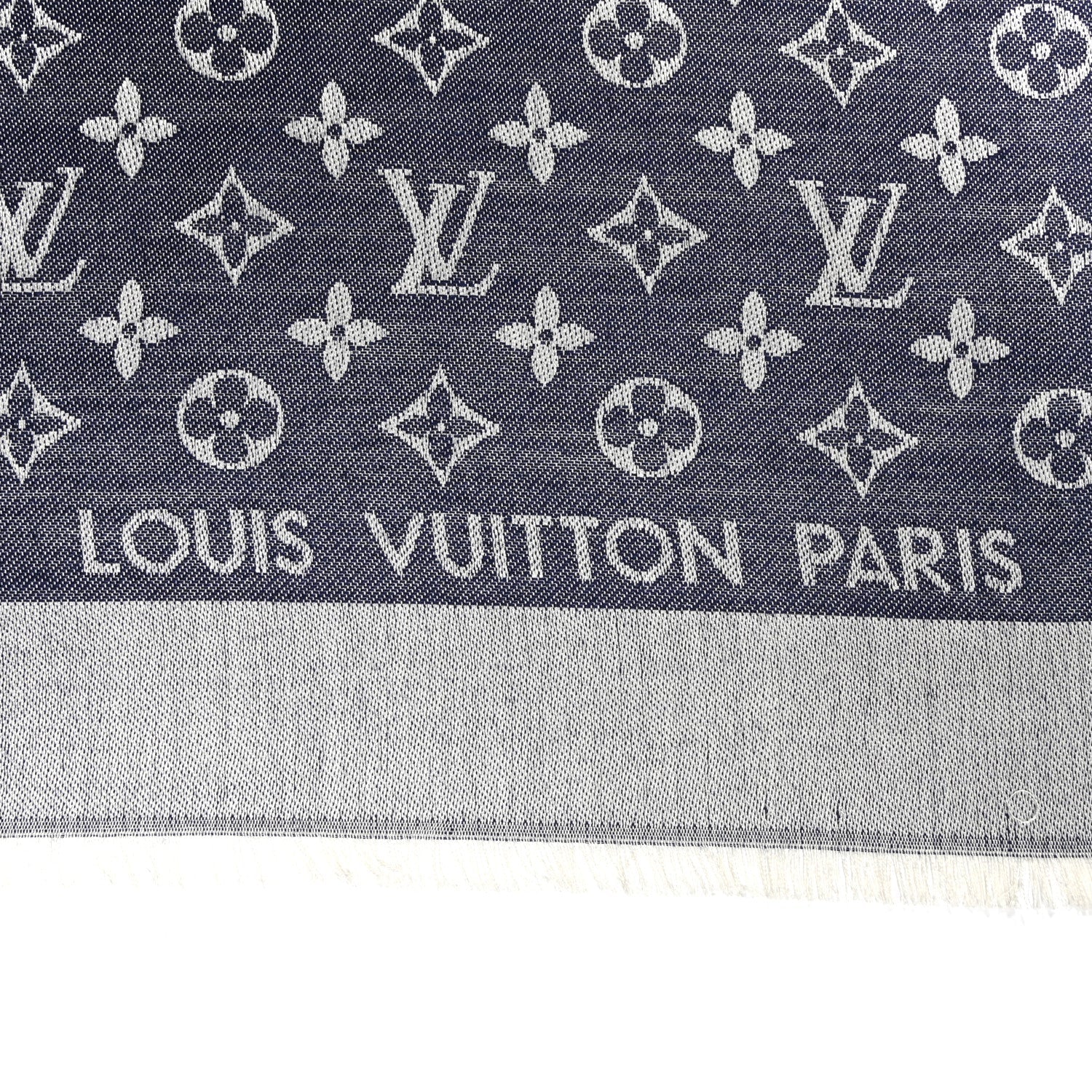 Silk Wool Monogram Denim Shawl Blue