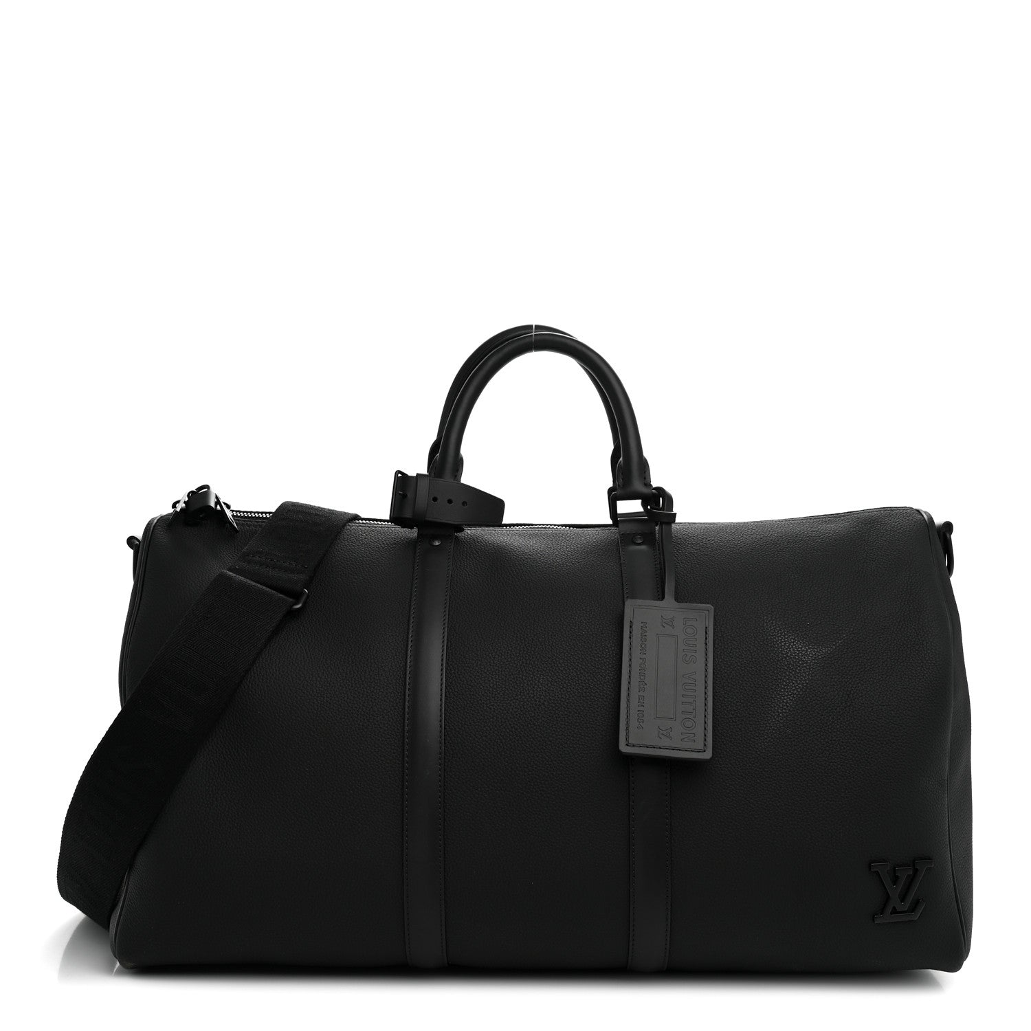 Grained Calfskin Aerogram Keepall Bandouliere 50 Black