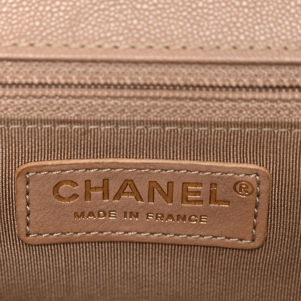 Caviar Quilted New Medium Boy Flap Dark Beige