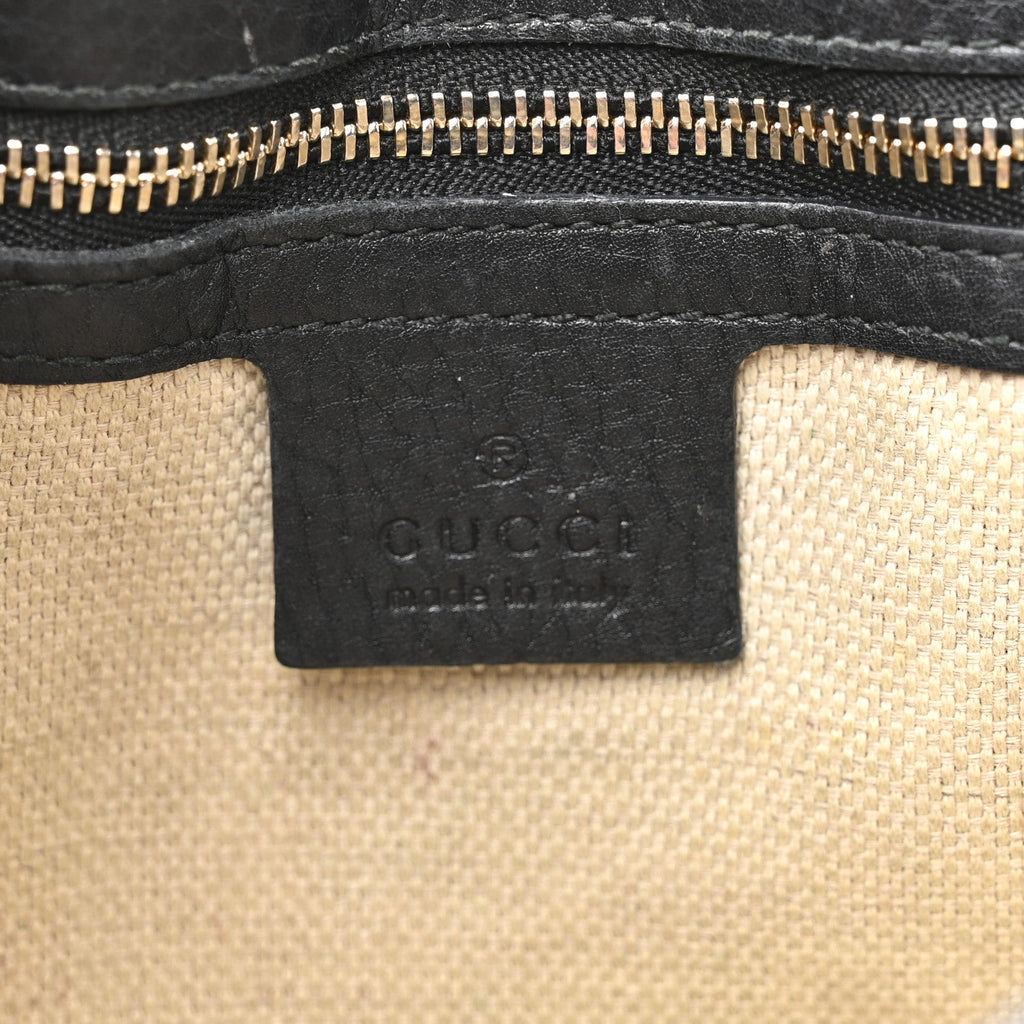 Pebbled Calfskin Medium Soho Flap Crossbody Black
