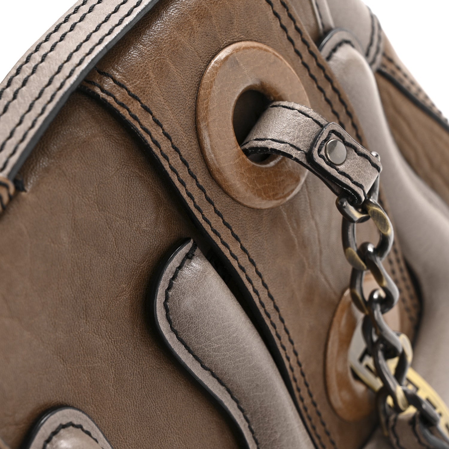 Calfskin B Bag Brown Grey