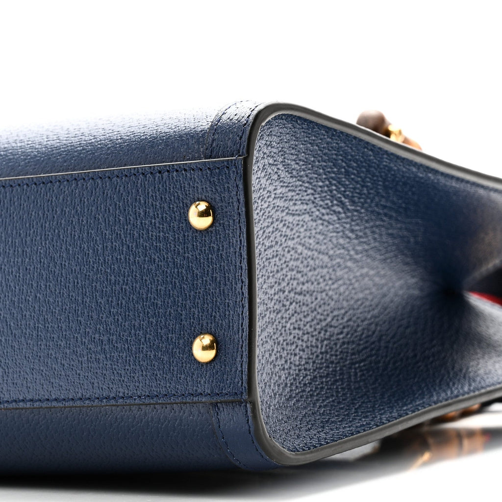 Textured Dollar Calfskin Web Small Diana Tote Bag Royal Crop