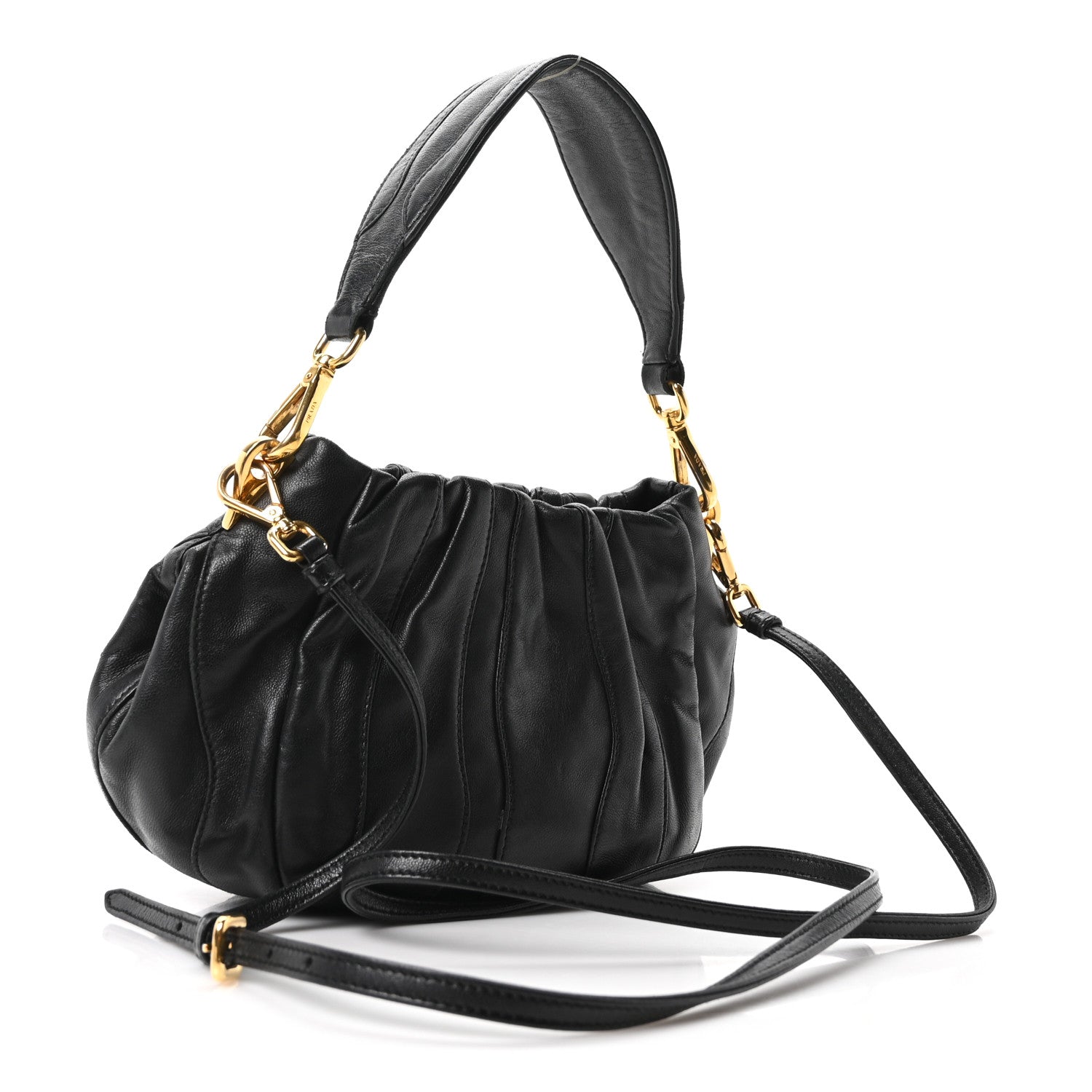 Nappa Stripes Mini Shoulder Bag Black