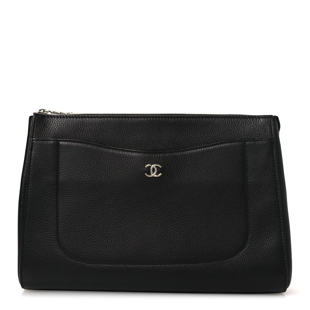 Grained Calfskin Large Neo Executive Cosmetic Case Black