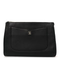 Grained Calfskin Large Neo Executive Cosmetic Case Black