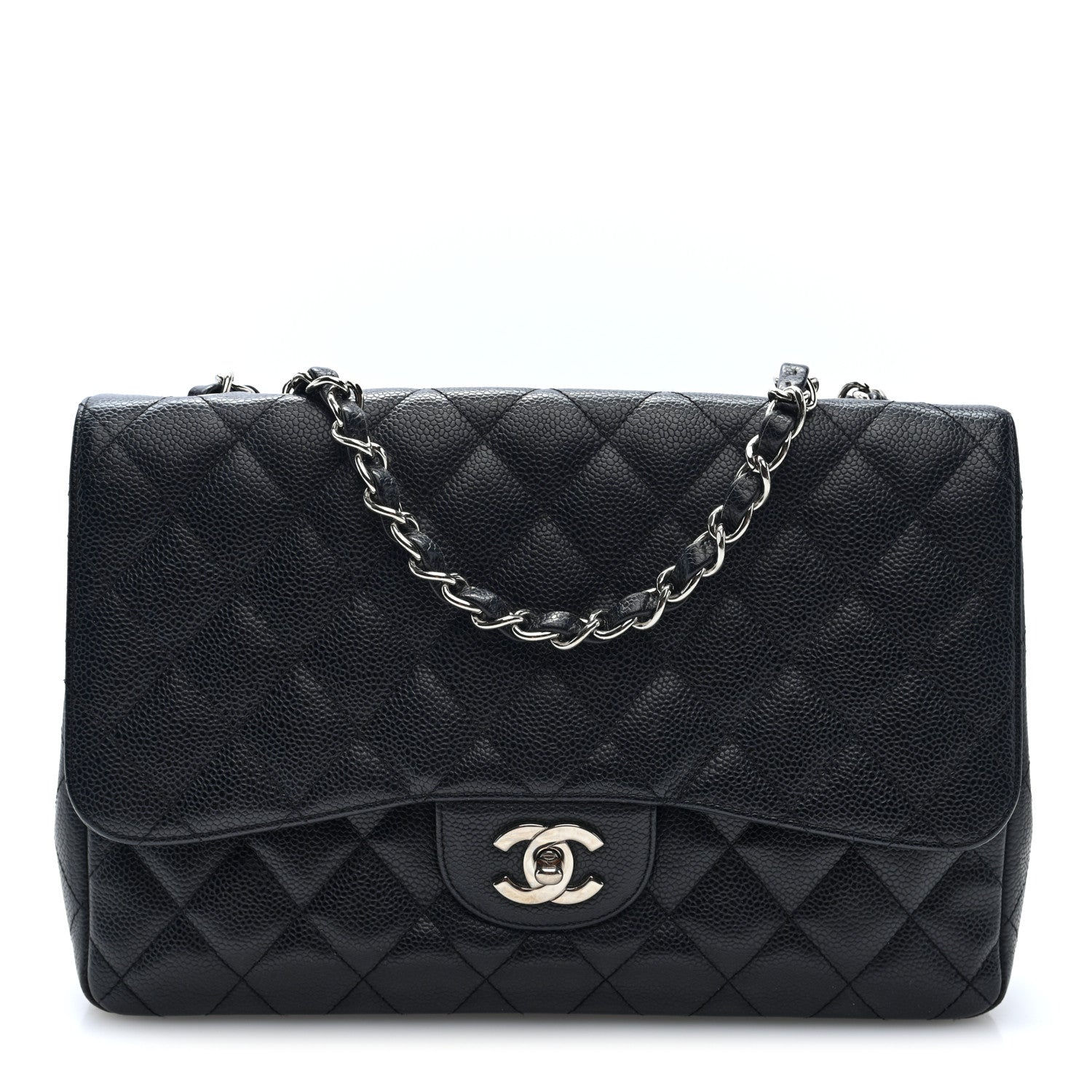 Caviar Quilted Jumbo Single Flap Black