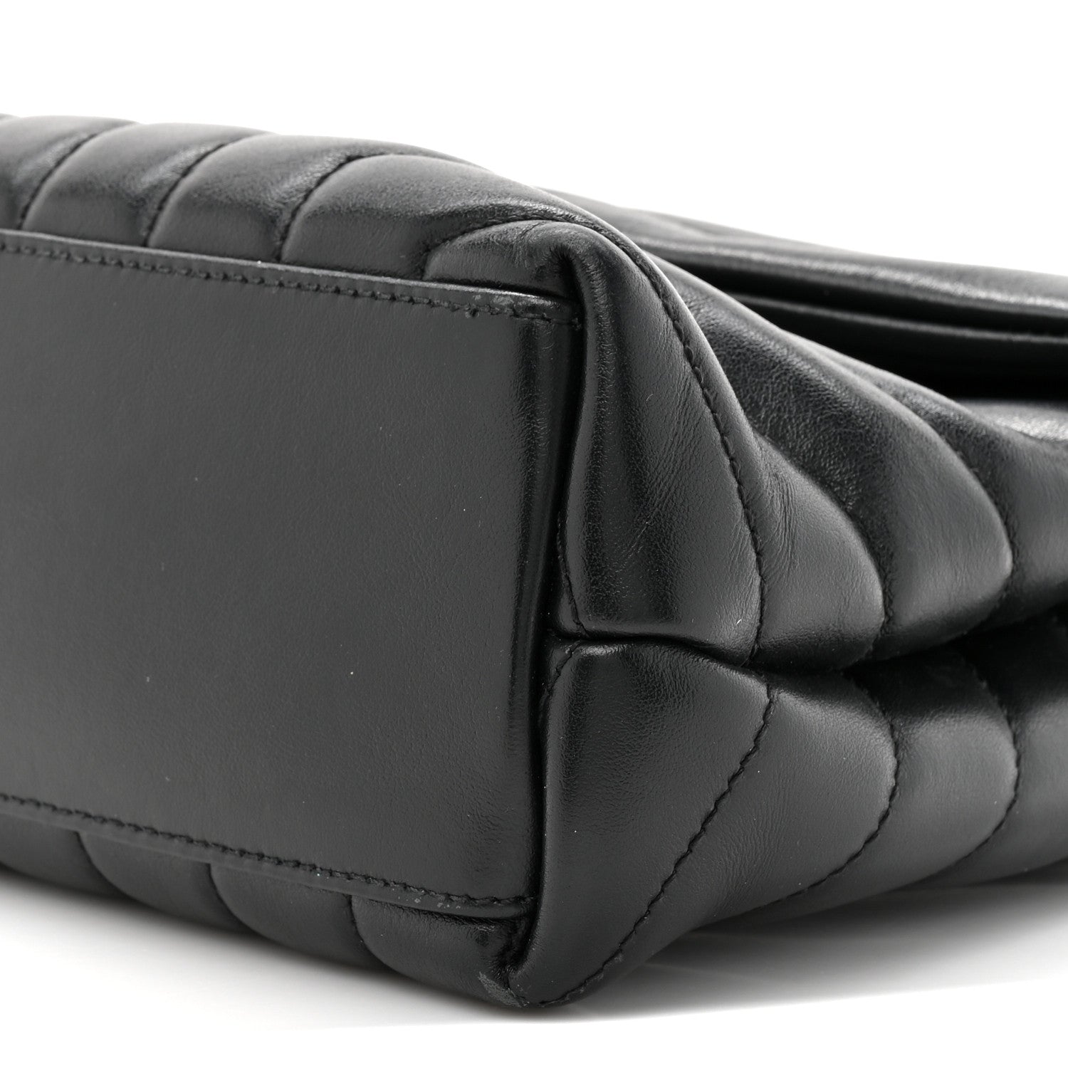 Calfskin Y Quilted Monogram Small Loulou Chain Satchel Black Black