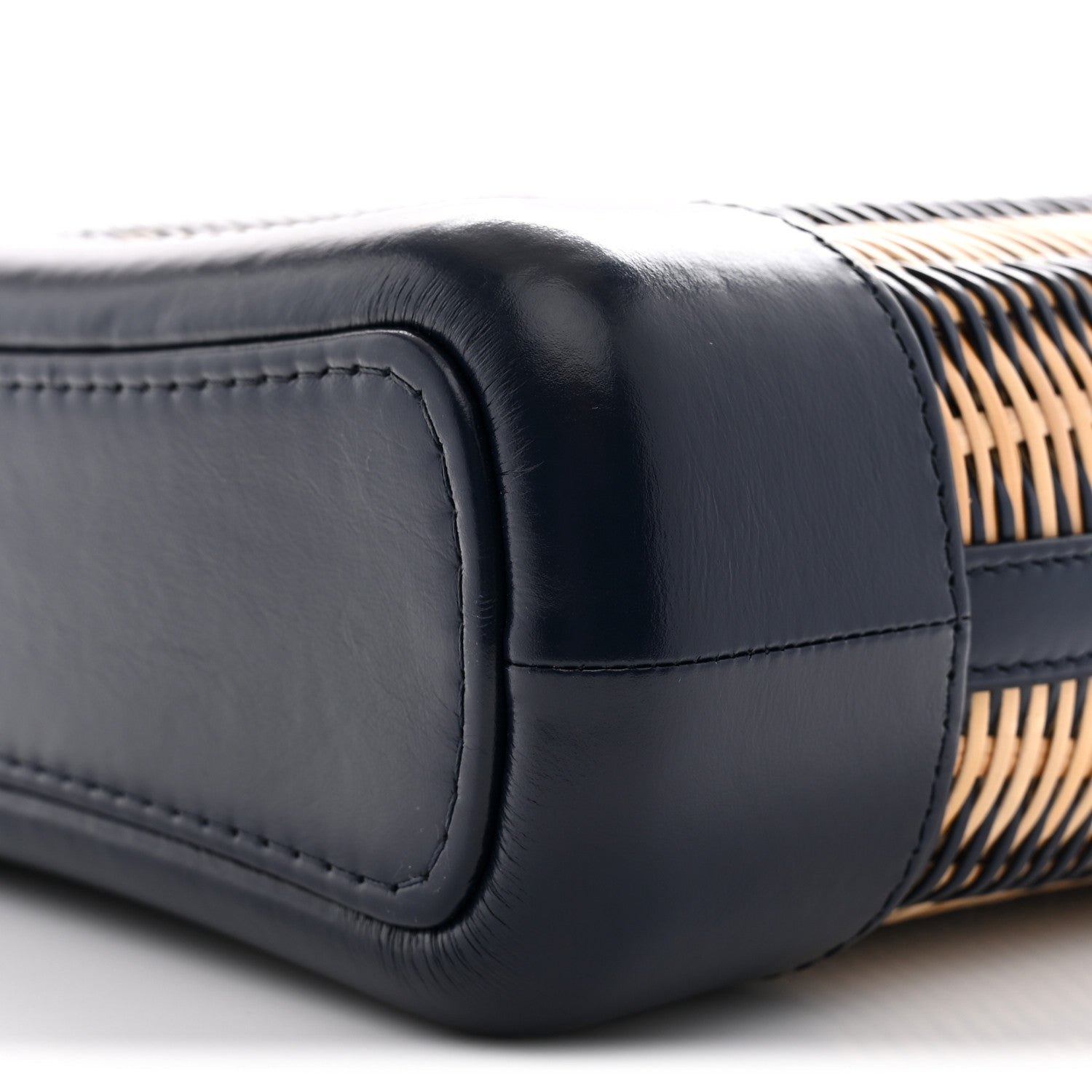 Rattan Calfskin Small Gabrielle Hobo Beige Navy