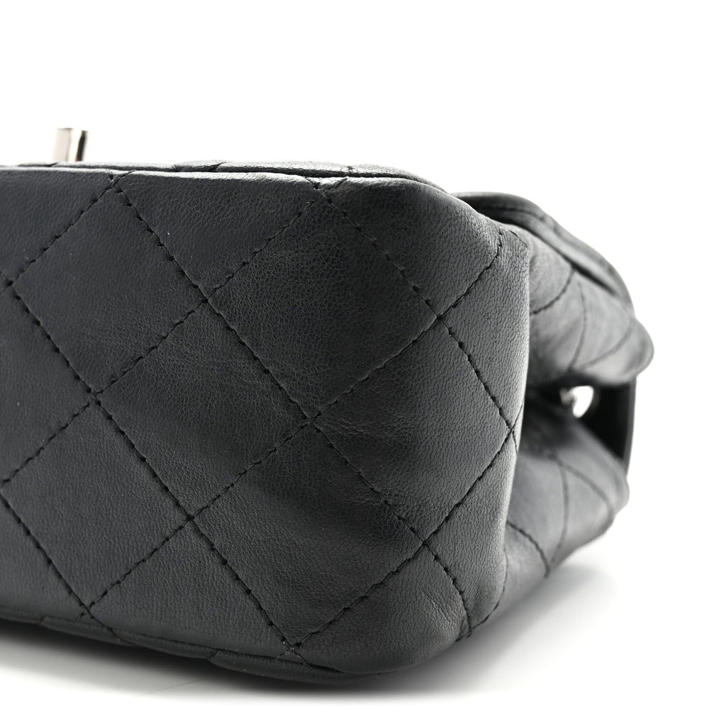 Lambskin Quilted Mini Square Flap Black