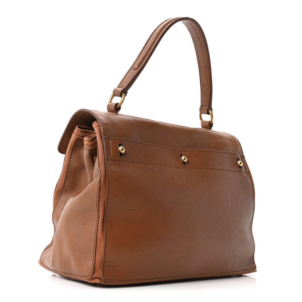 Calfskin Canvas Medium Muse Two Brown
