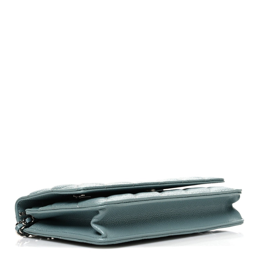 Caviar Quilted Wallet on Chain WOC Blue