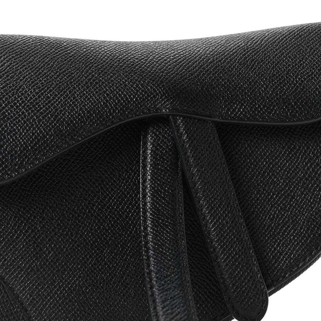 Grained Calfskin Mini Saddle Bag Black