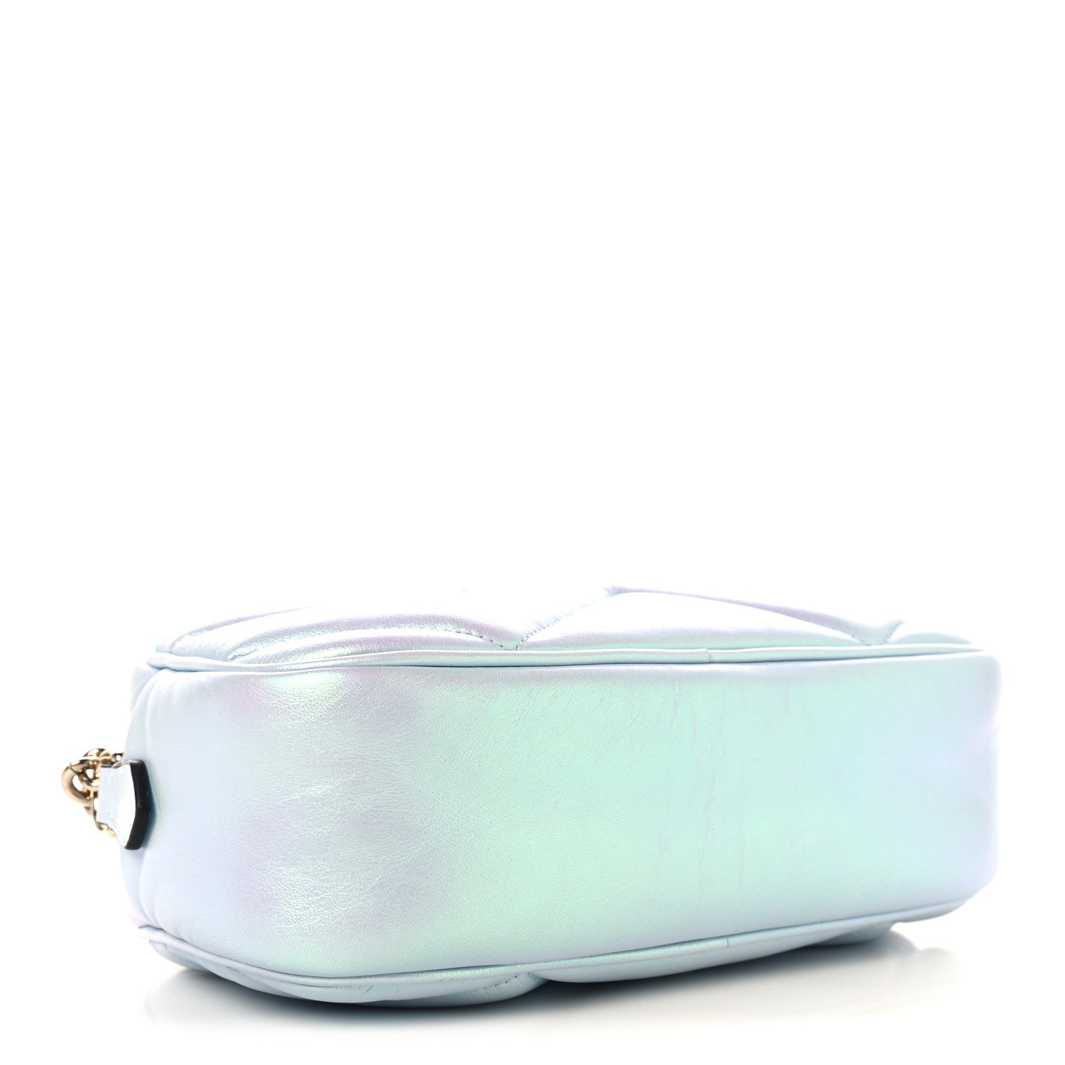 Iridescent Nappa Chevron Matelasse Small GG Marmont Chain Shoulder Bag Iridescent Snow Light Blue