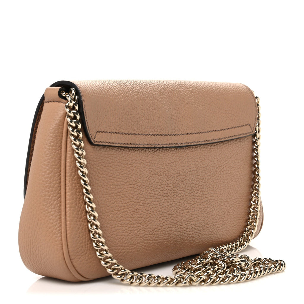 Pebbled Calfskin Medium Soho Flap Crossbody Camelia