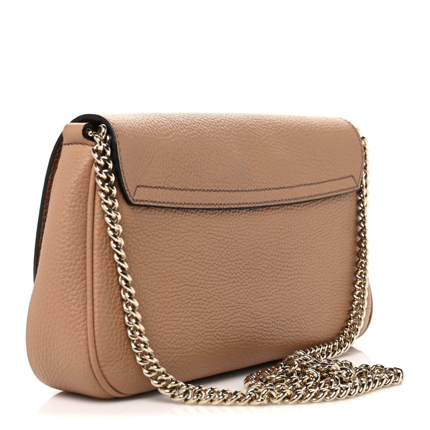 Pebbled Calfskin Medium Soho Flap Crossbody Camelia