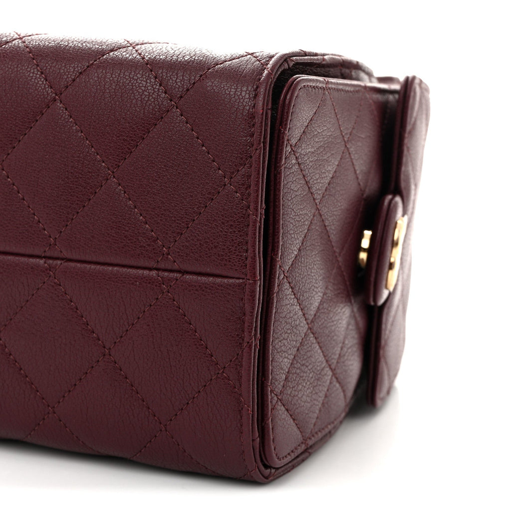 Goatskin Quilted Small Chanel 25 Handbag Dark Burgundy