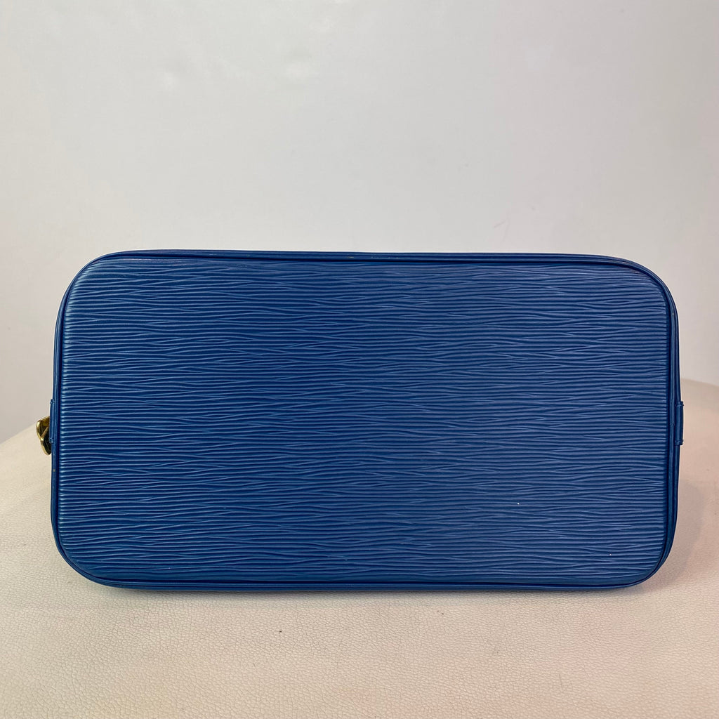 LOUIS VUITTON Epi Alma PM Satchel Handbag with Epi Elise Wallet in Blue
