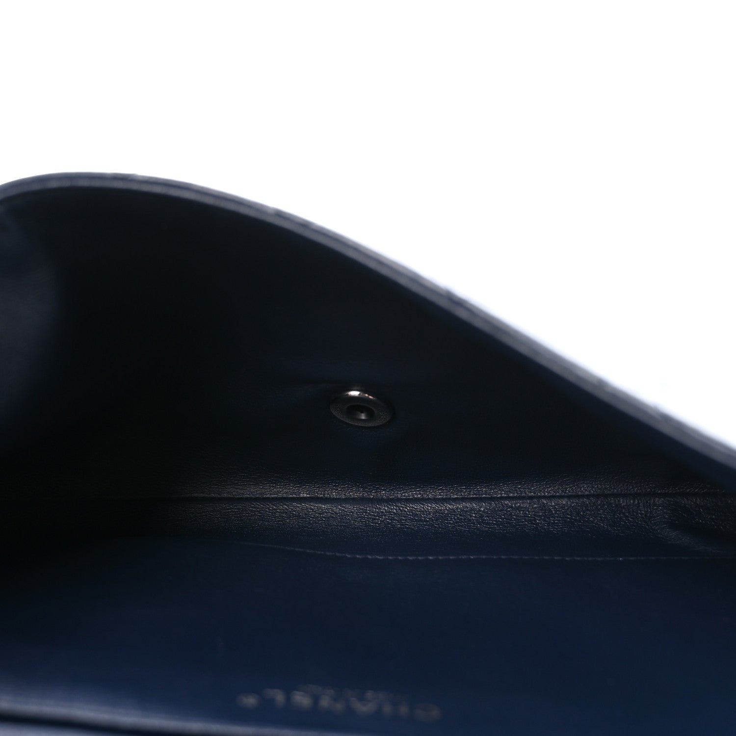 Lambskin Quilted Clutch with Chain Flap Navy