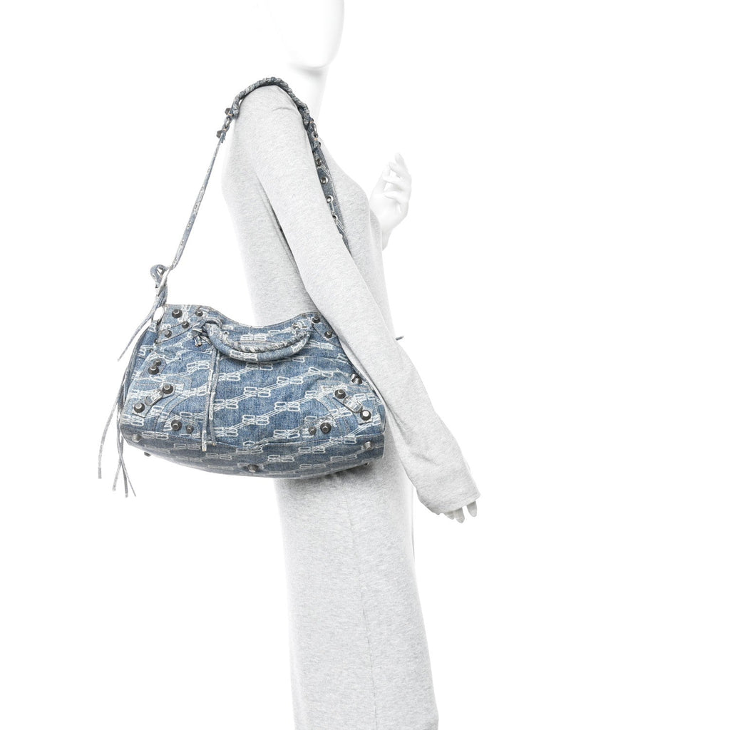 Denim BB Monogram Neo Cagole City Handbag Blue