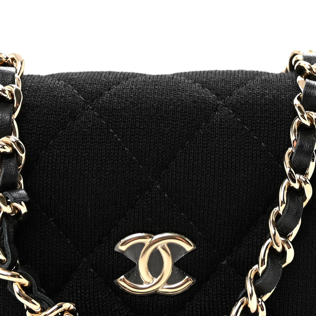 Jersey Quilted Mini VIP Clutch With Chain Black