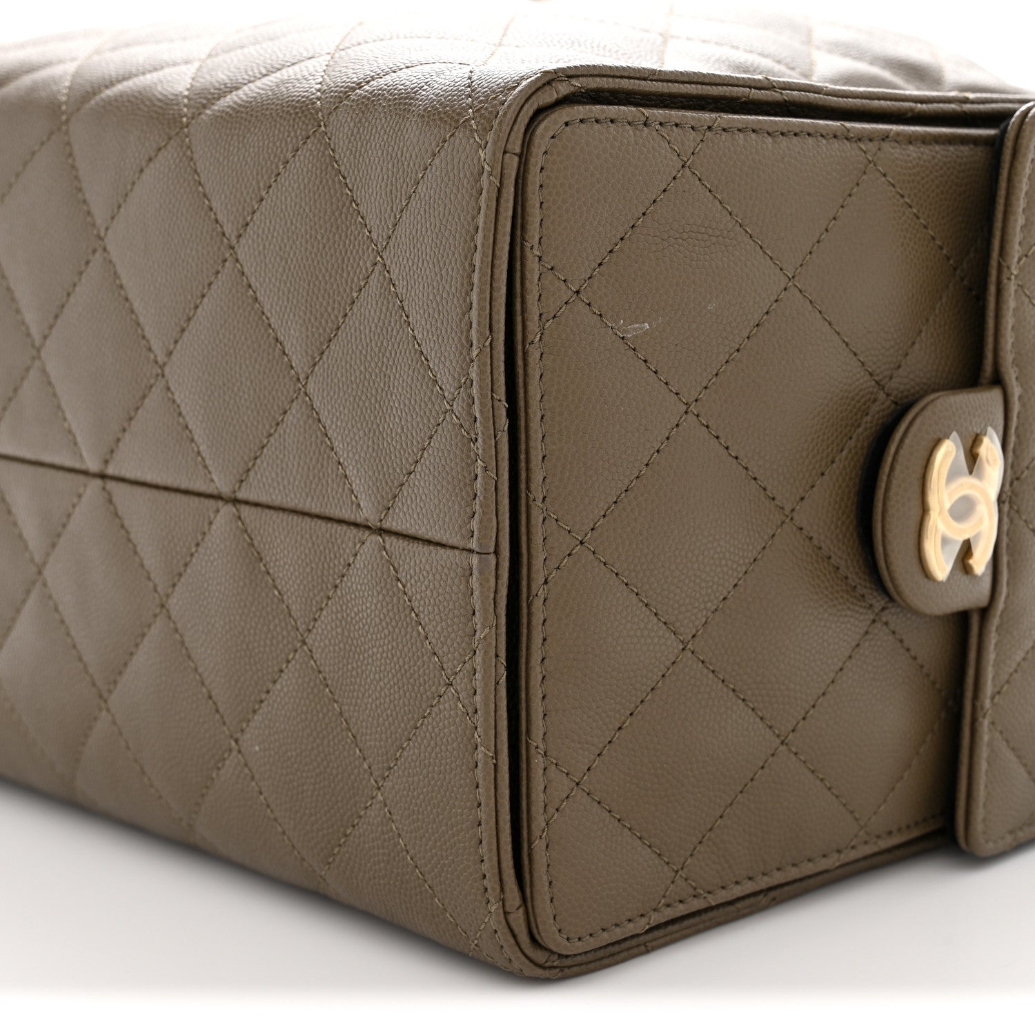 Caviar Quilted Medium Chanel 25 Handbag Dark Khaki