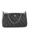 Caviar Quilted Purse With Chain Black