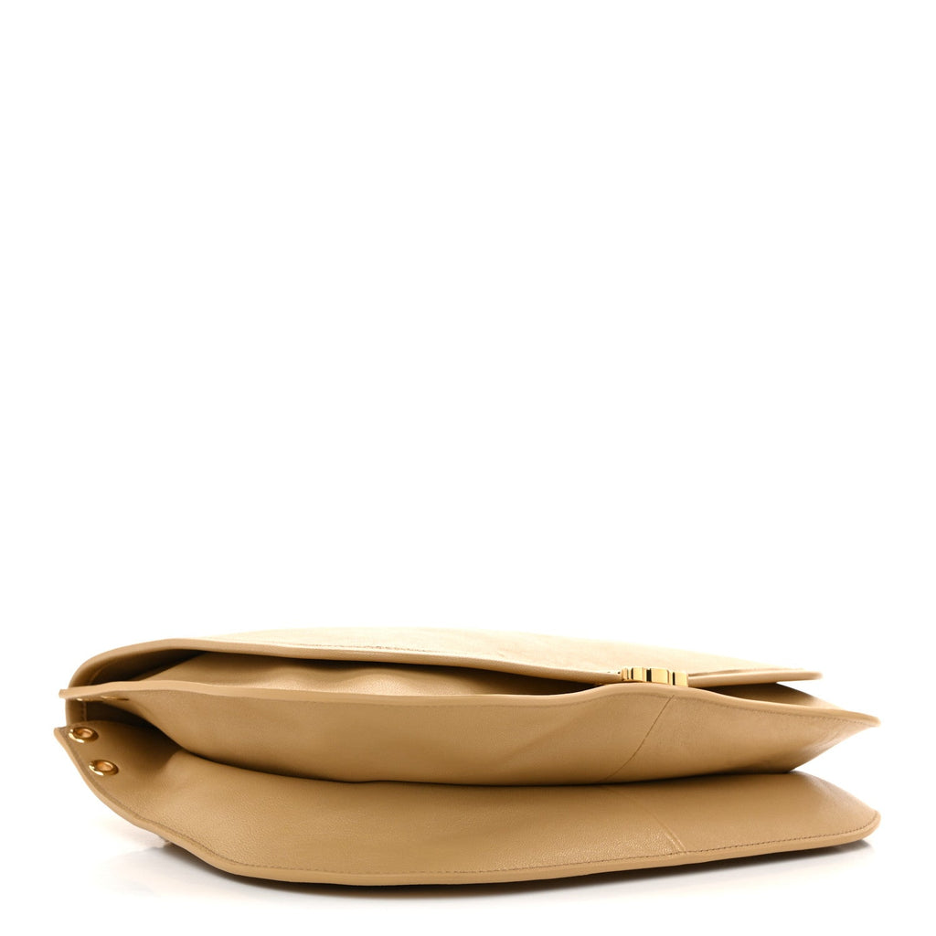 Shiny Lambskin Soft Triomphe Besace Bag Sandcastle
