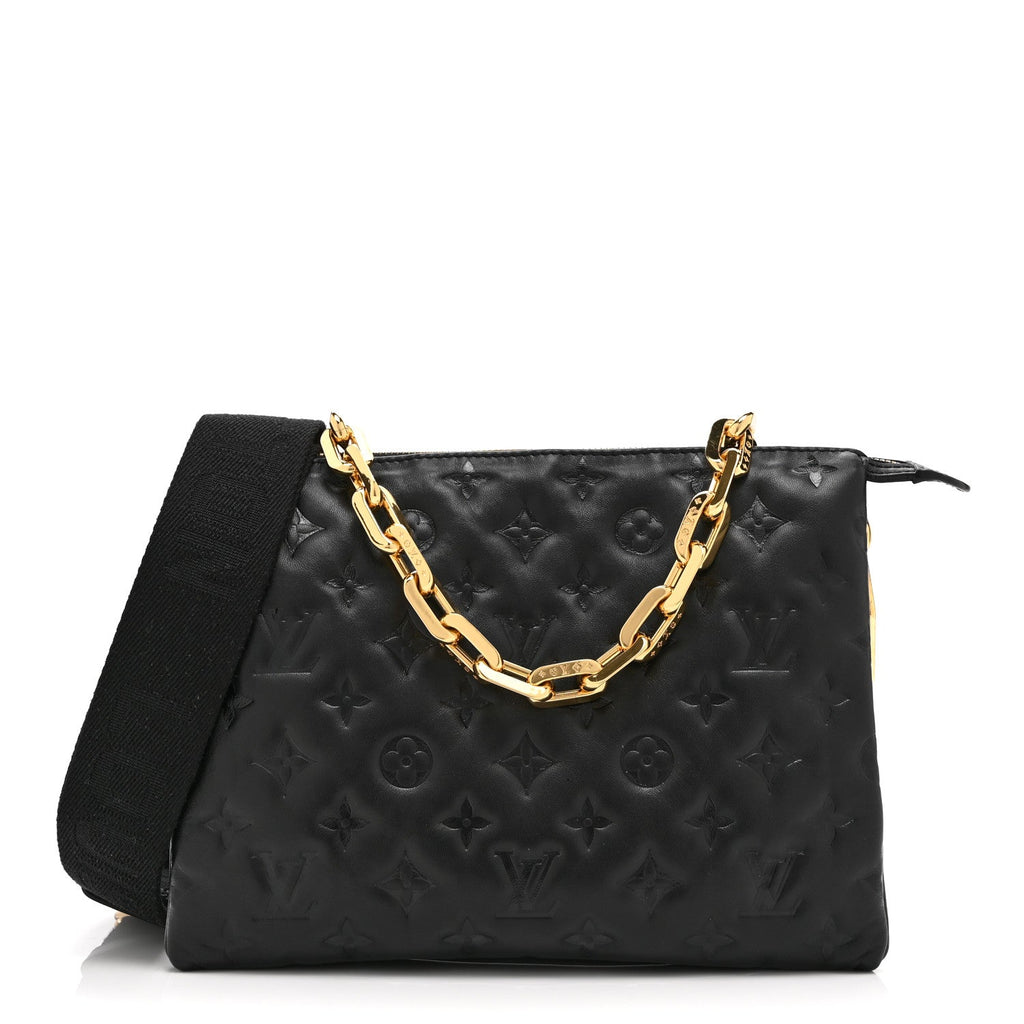 Lambskin Embossed Monogram Coussin PM Black