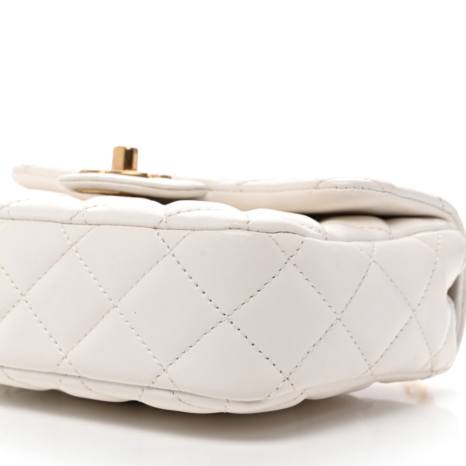 Lambskin Enamel Quilted Mini Coco Hearts Square Flap White