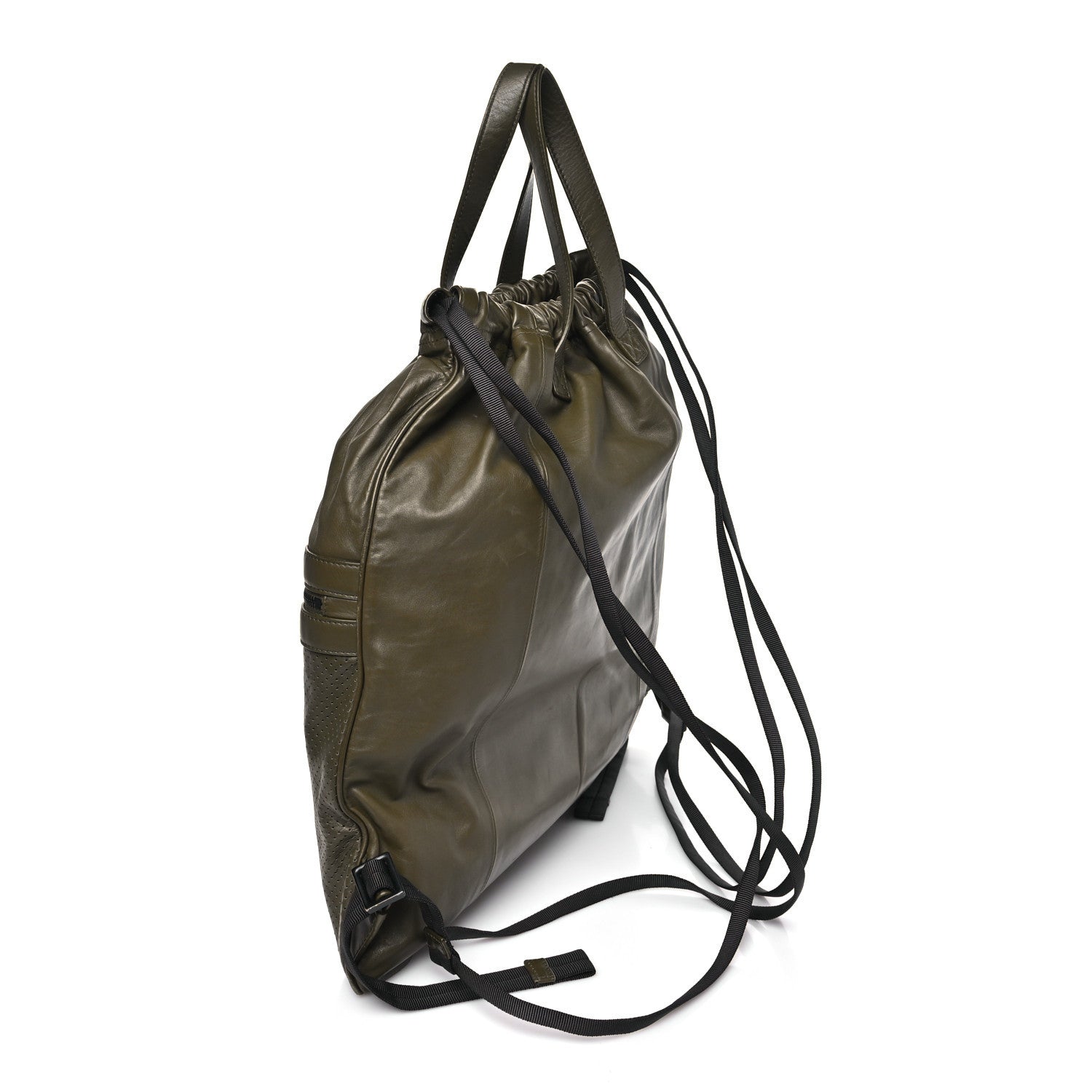 Nappa Perforated Leggero Drawstring Backpack Mustard