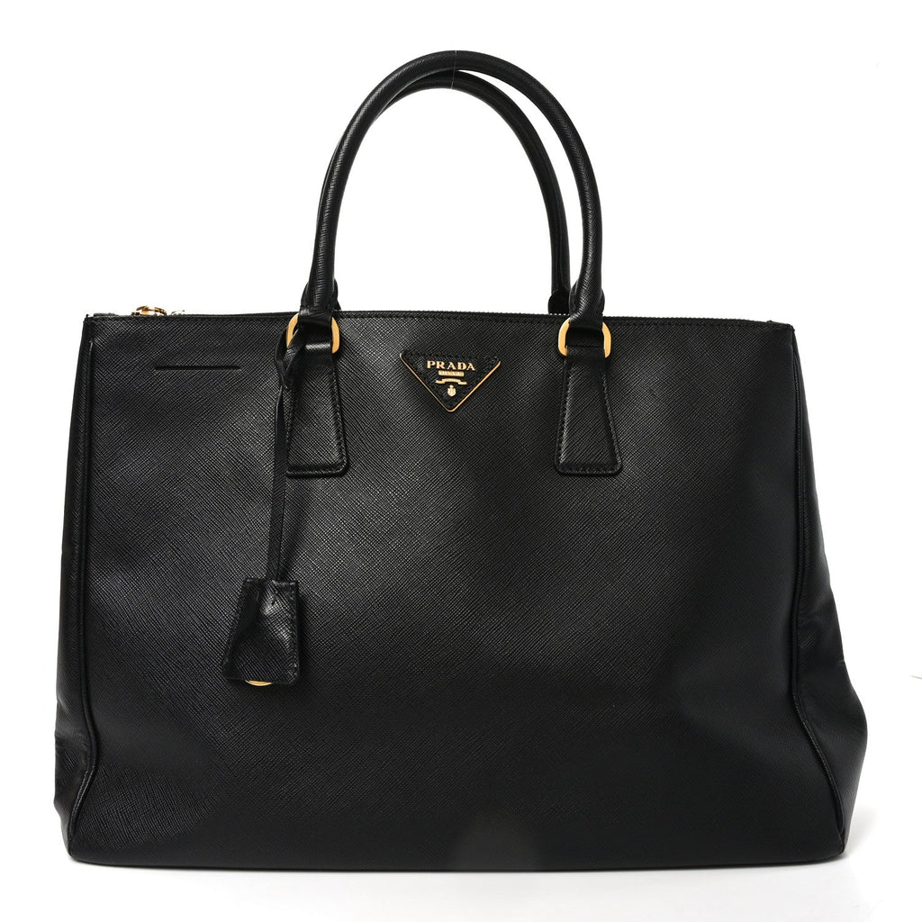 Saffiano Lux Large Galleria Double Zip Tote Black
