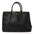 Saffiano Lux Large Galleria Double Zip Tote Black