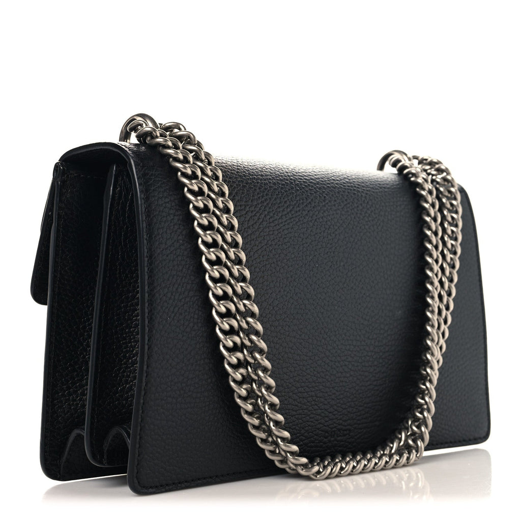 Pebbled Calfskin Small Dionysus Shoulder Bag Black