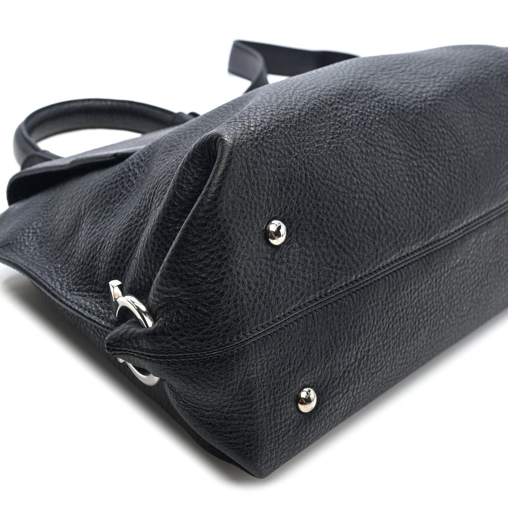 Grained Calfskin Medium Sofia Satchel Black