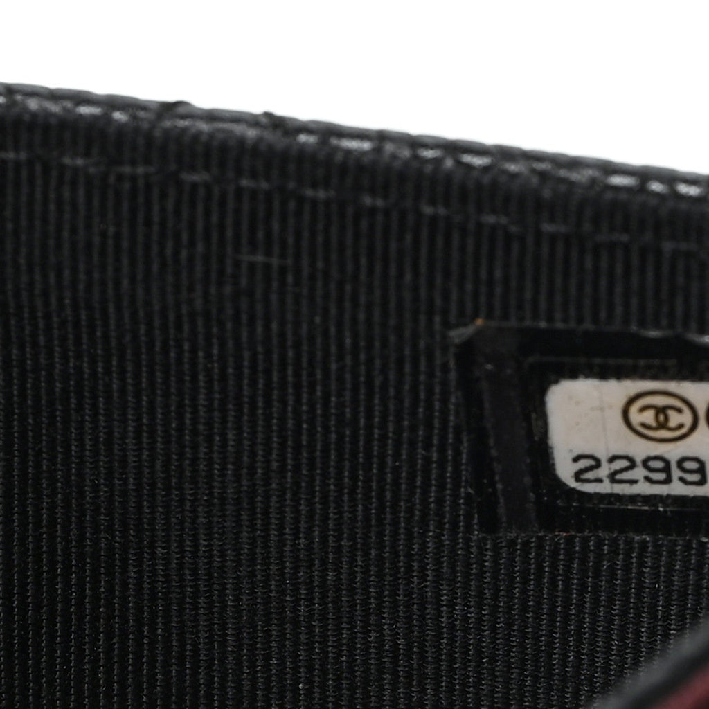 Caviar Quilted Flap Card Holder Wallet Black