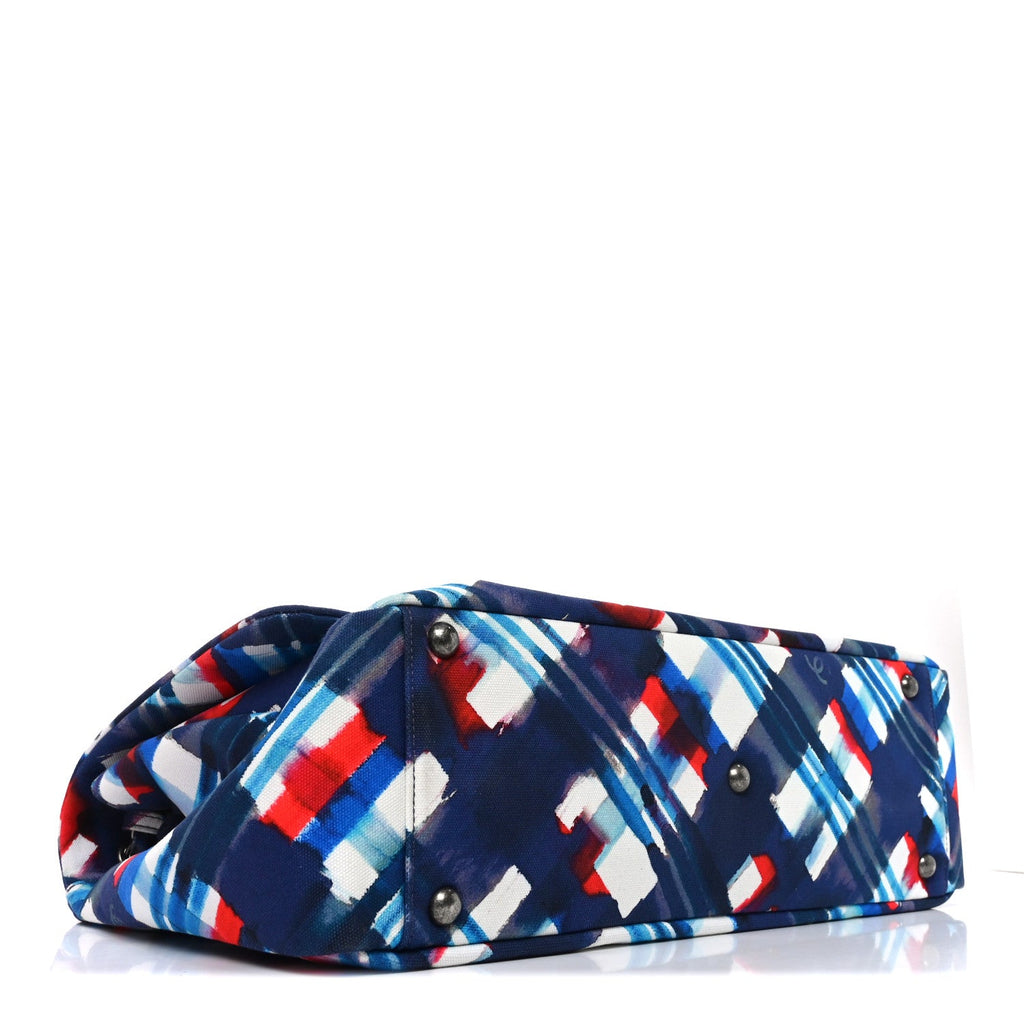 Canvas Airline Printed XXL Travel Flap Bag Blue Red White