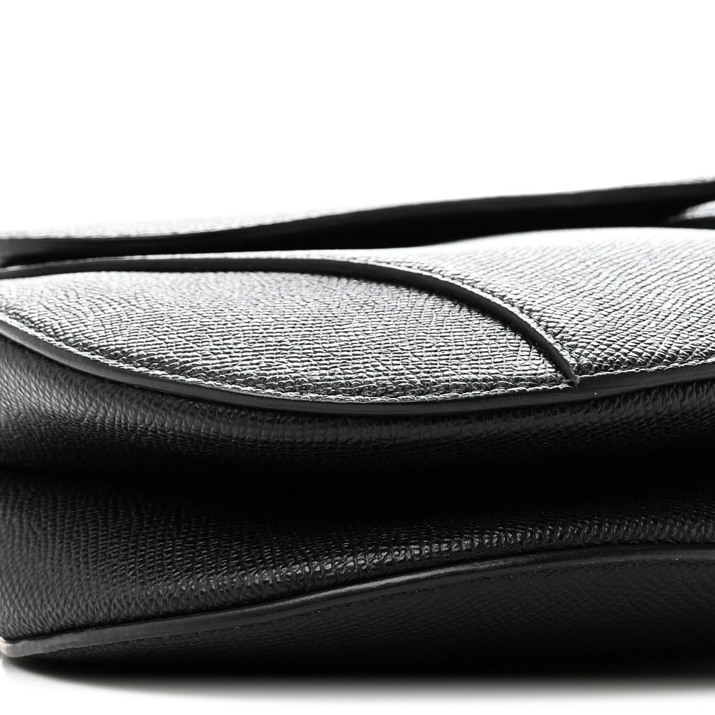 Grained Calfskin Saddle Bag Black