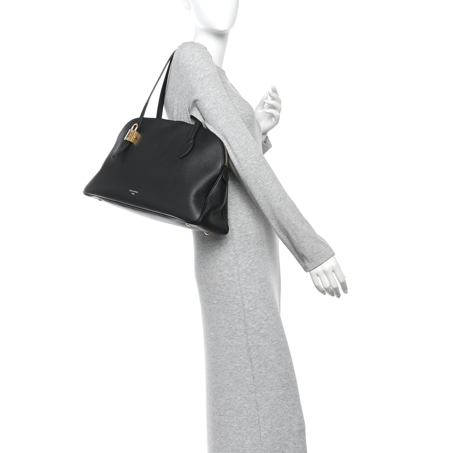 Grained Calfskin Low Key Duffle Tote Black