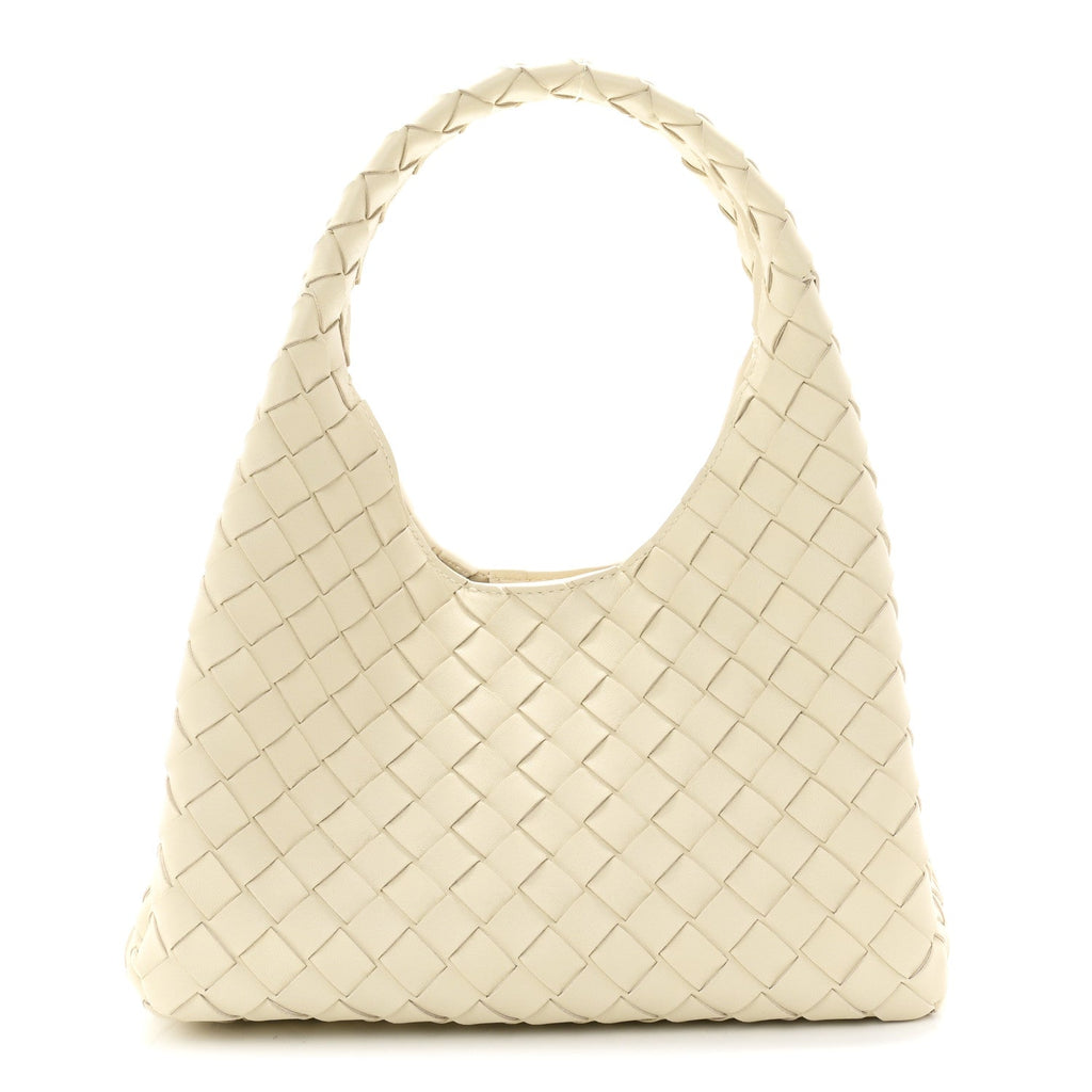 Nappa Intrecciato Small Campana Shoulder Bag Sea Salt