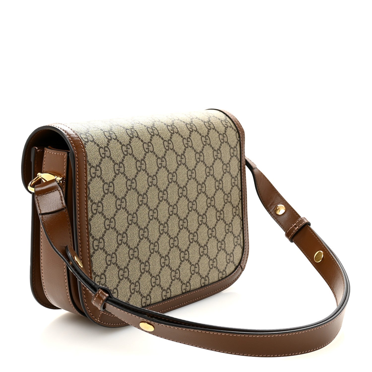 GG Supreme Monogram Azalea Calfskin Horsebit 1955 Shoulder Bag Beige Brown Sugar