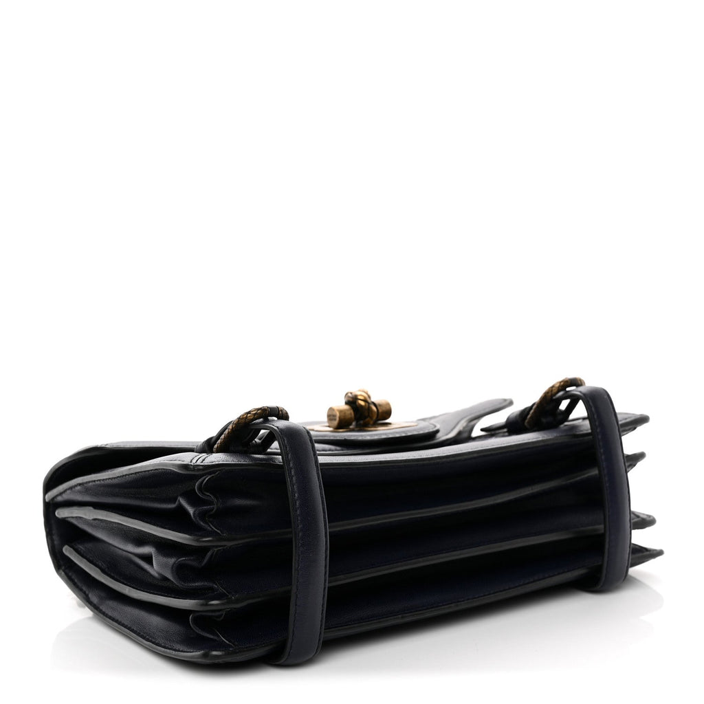 French Calfskin Intrecciato City Knot Bag Sapphire
