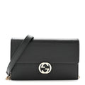 Dollar Calfskin Interlocking G Chain Wallet Black