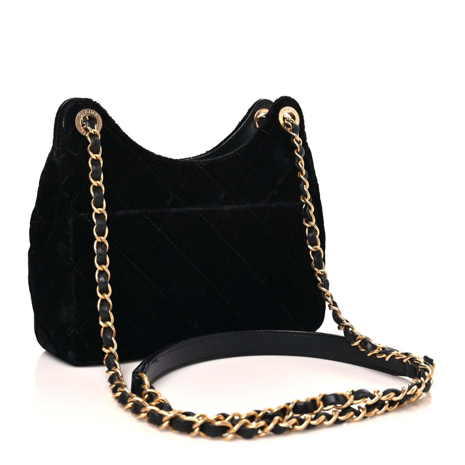 Velvet Quilted Small Wavy CC Hobo Black Hobo Black