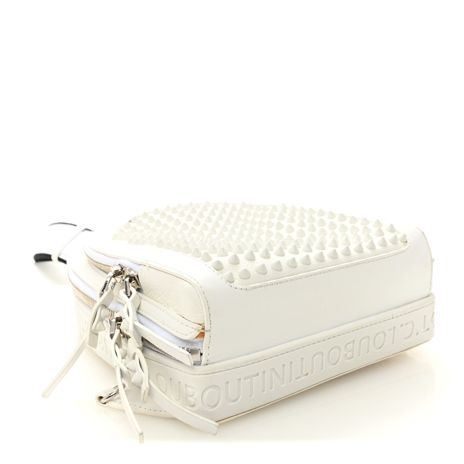 Calfskin Mens Loubifunk Spiked Bag White