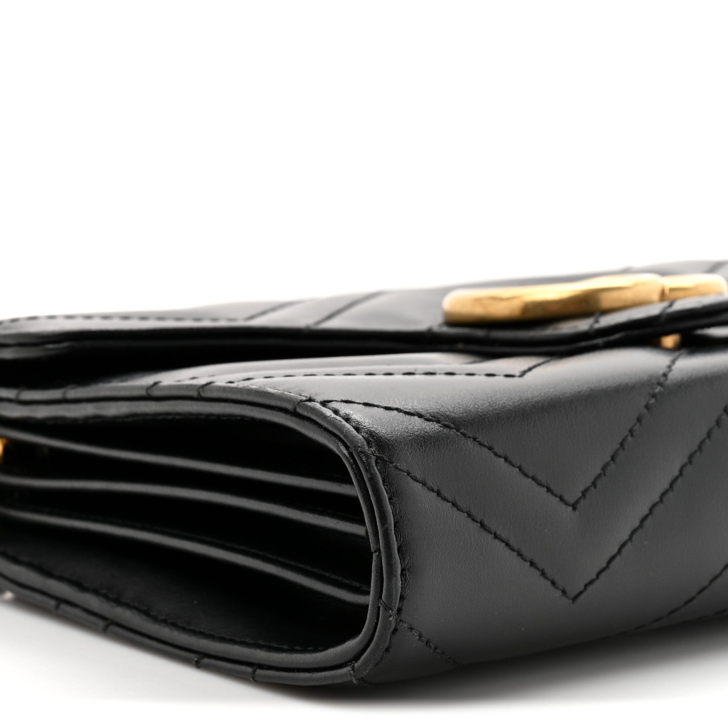 Calfskin Matelasse GG Marmont Chain Wallet Black